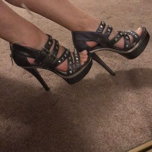 Michael kors silver studded heels
